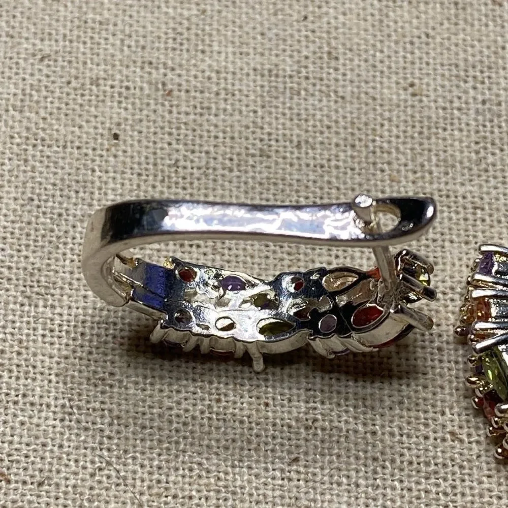 💛 925 Plated Multi Coloured Stone Earrings - Picture 5 of 6